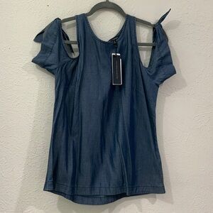 Banana Republic Navy Cold Shoulder Blouse